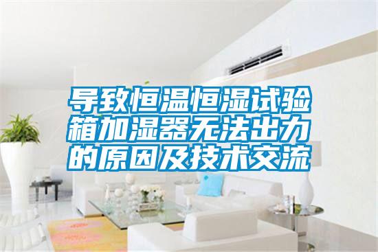 導(dǎo)致恒溫恒濕試驗箱加濕器無法出力的原因及技術(shù)交流