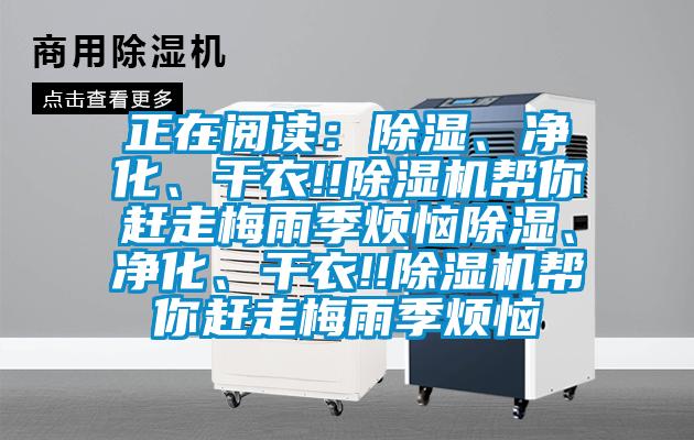 正在閱讀：除濕、凈化、干衣!!除濕機(jī)幫你趕走梅雨季煩惱除濕、凈化、干衣!!除濕機(jī)幫你趕走梅雨季煩惱